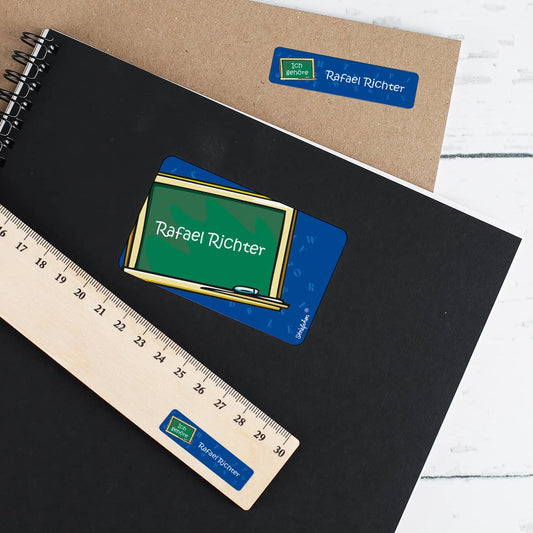 100 teiliges Aufkleber-Set mit Tafel in blau