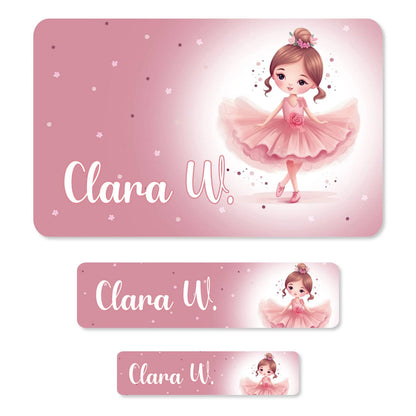 Ballerina-Aufkleber mit Name 