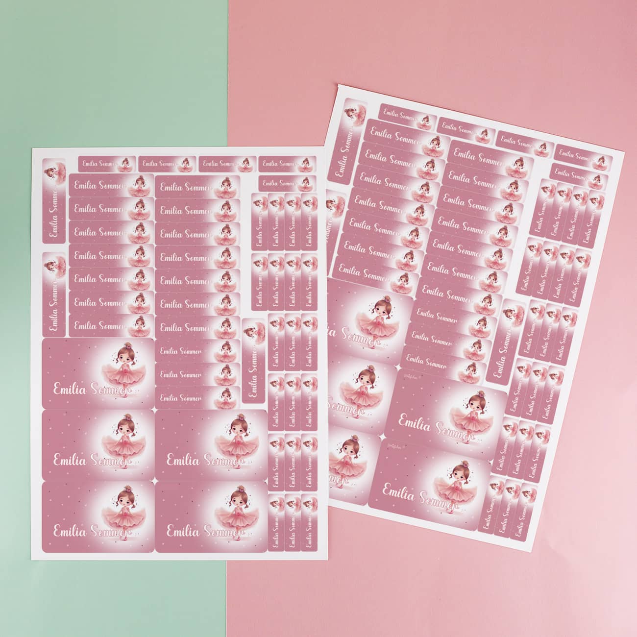 Ballerina-Namensetiketten Set (100 Stück)