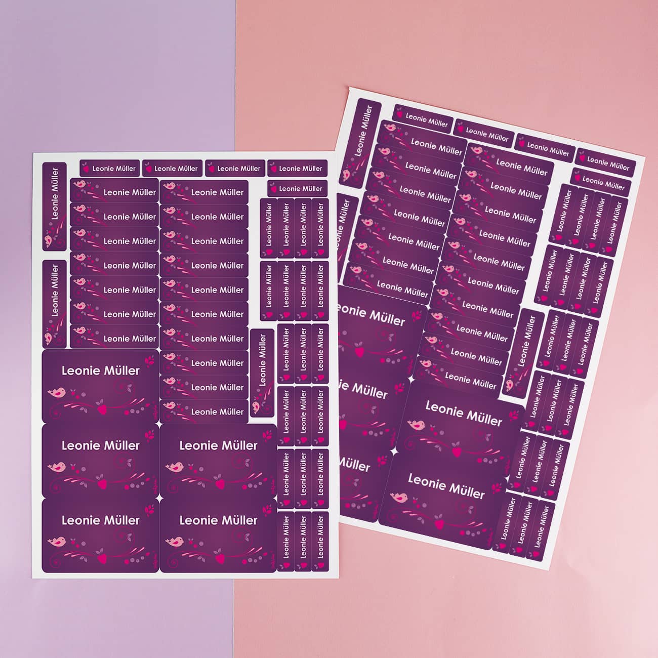 Schulaufkleber in 3 Größen mit Name 