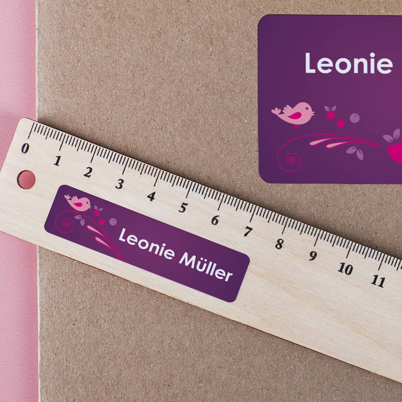 Schulaufkleber in 3 Größen mit Name 