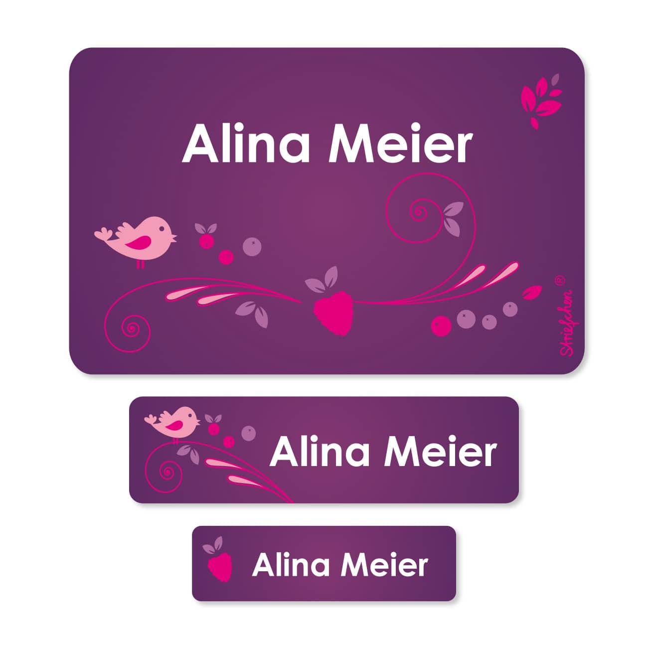 Schulaufkleber in 3 Größen mit Name 