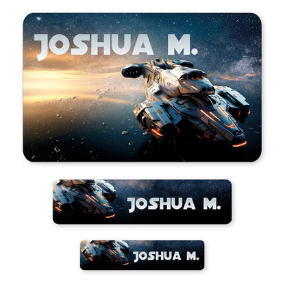 100 Aufkleber mit Raumschiff im Weltall