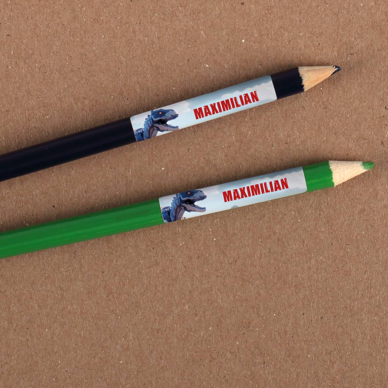 Dinosaurier - Etiketten mit Roboter T-Rex und Name (100 Stück)