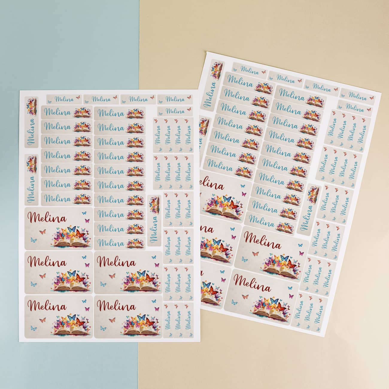 100 Namensaufkleber in 3 verschiedenen Größen