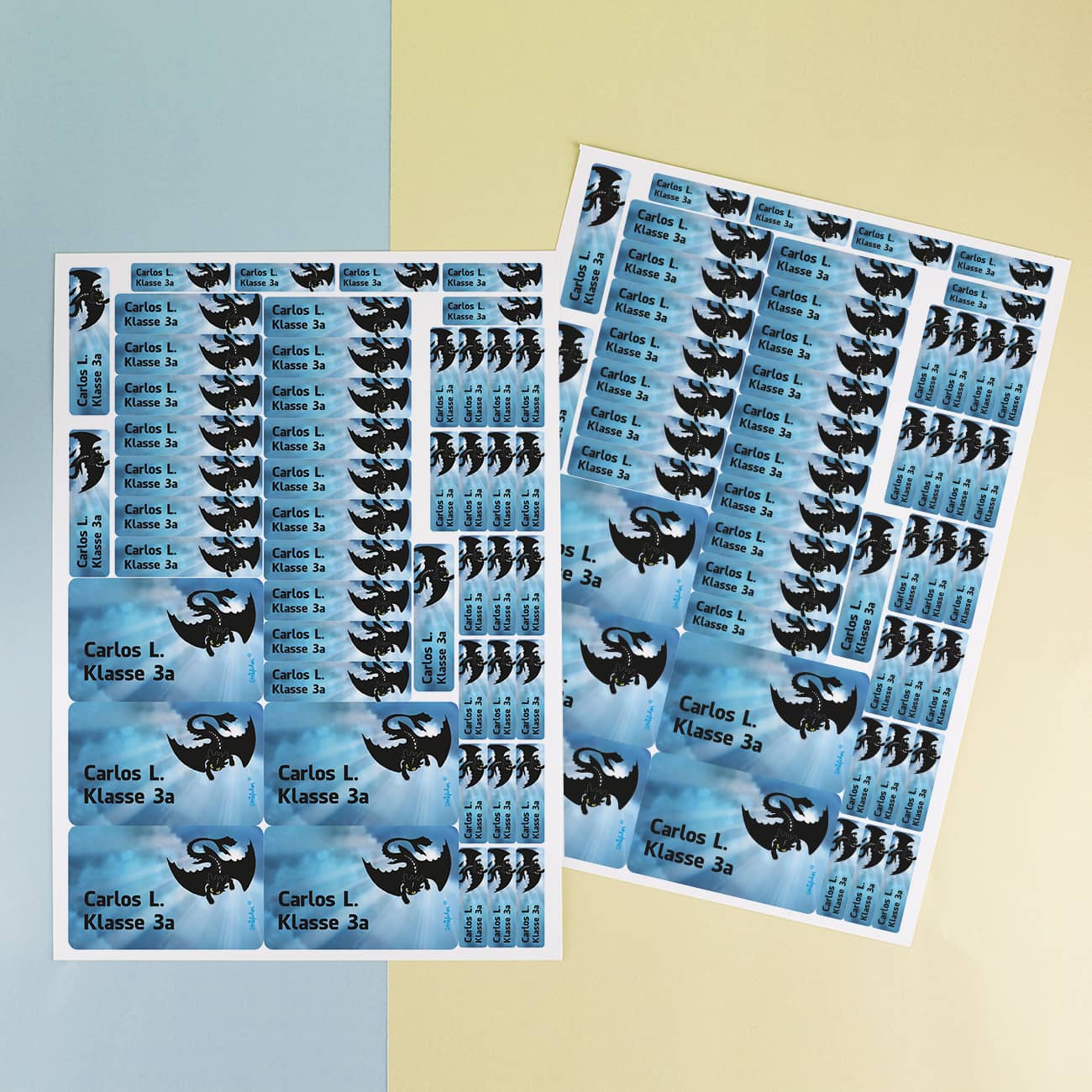 Aufkleberset mit Drache und Name