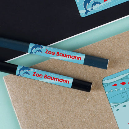 Aufkleber für Kinder mit Delfinen und Name