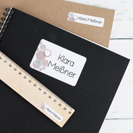 Schulaufkleber für Teenager mit geometrischem Motiv und Name