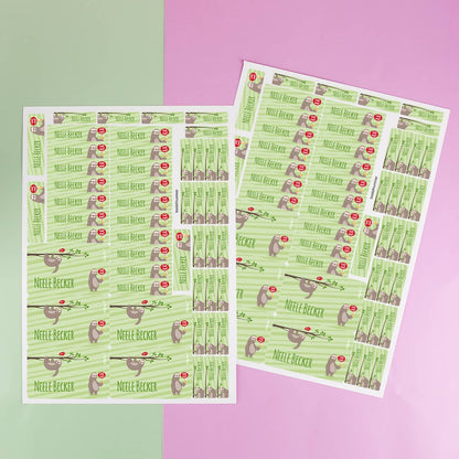 Coole Faultier - Schulaufkleber mit Name