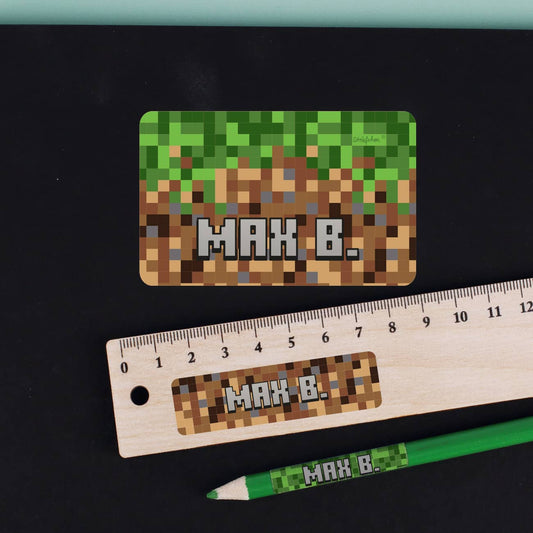 Namensaufkleber im Pixel Art Style
