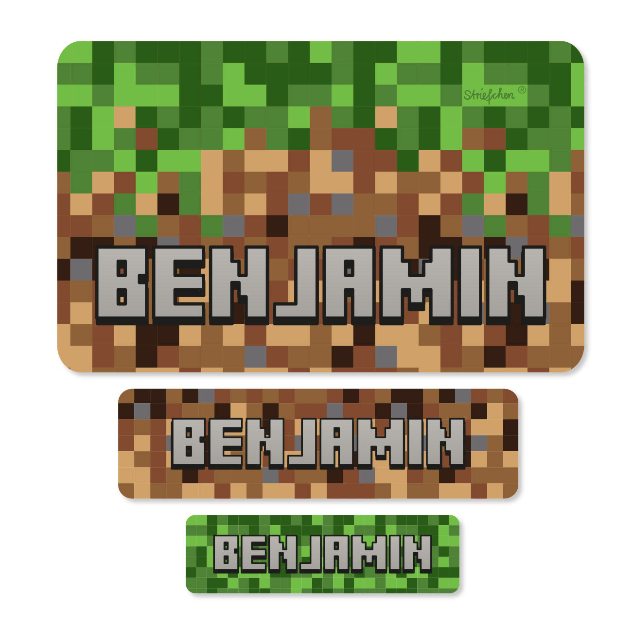 Namensaufkleber im Pixel Art Style