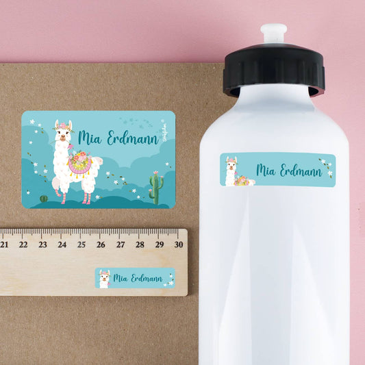 Aufkleber mit Lama und Name