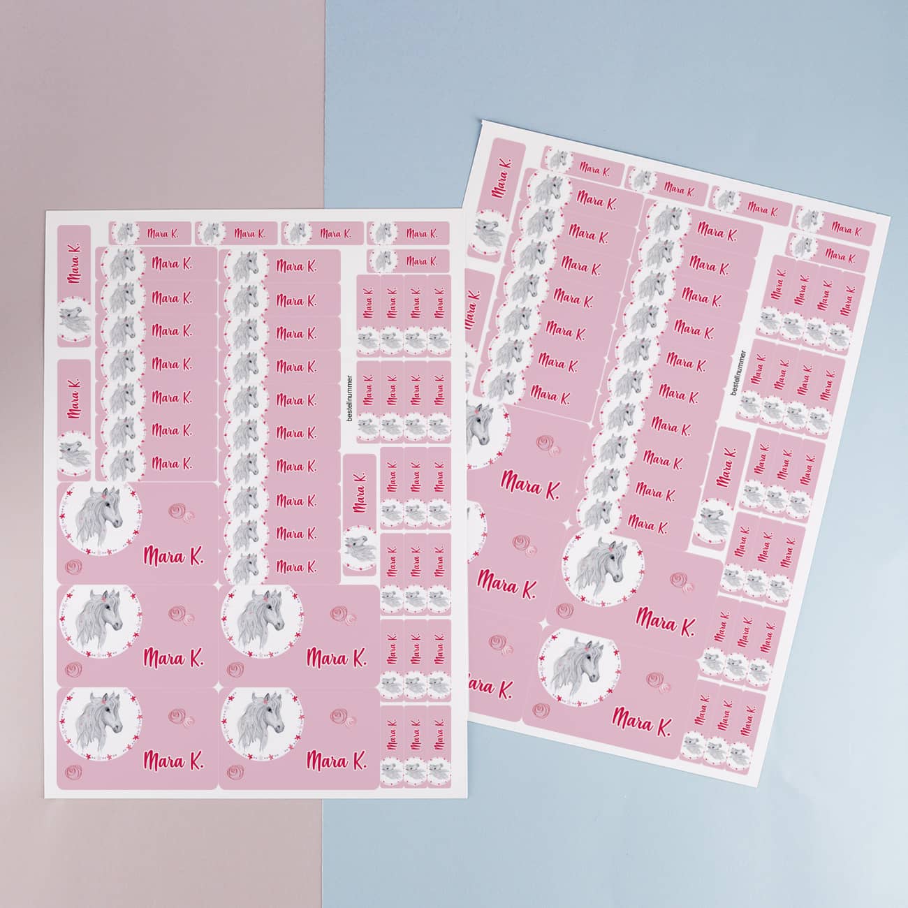 Aufkleber mit Pferd und Name 