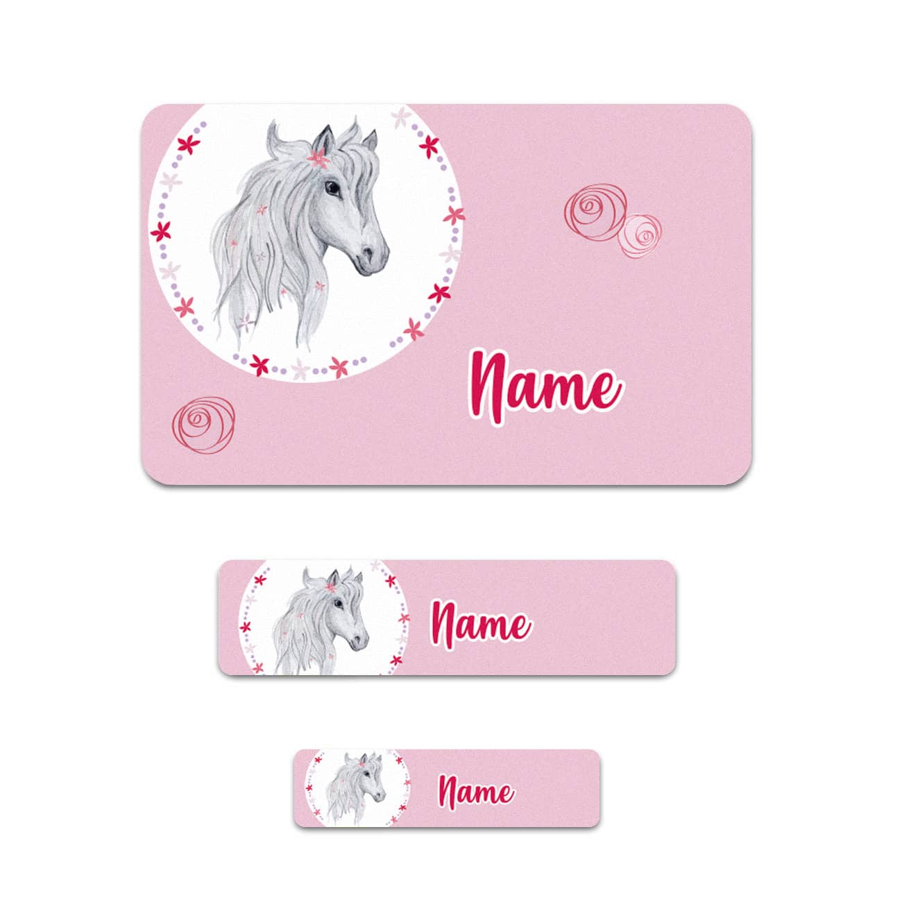 Sticker mit Pferd und Name (100 Stück)