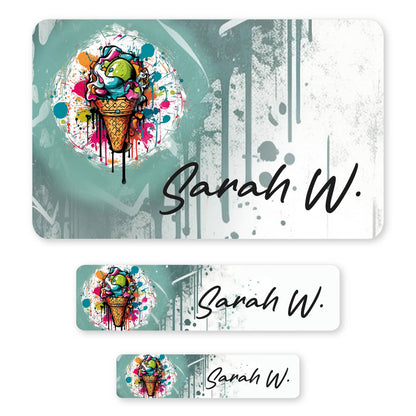 Graffiti Schulaufkleber mit Eis-Motiv