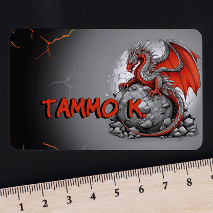 Aufkleber-Set mit rotem Drache und Name