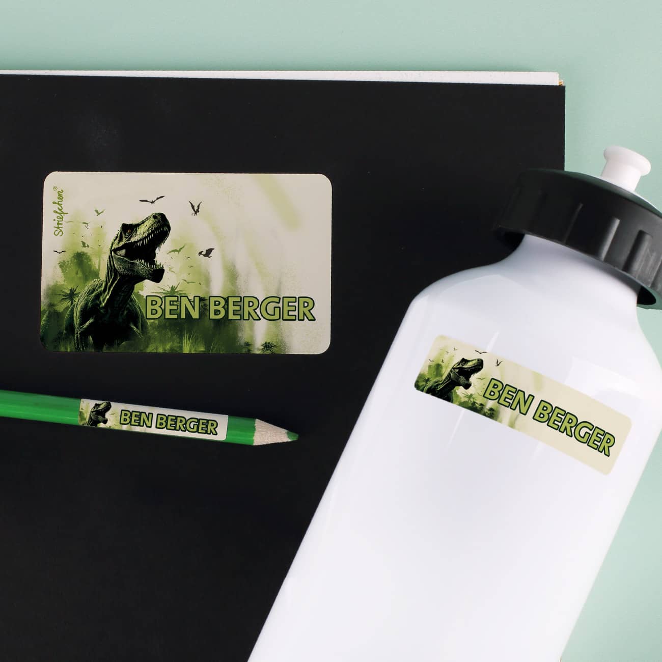 Schulaufkleber mit Dinosauriermotiv 