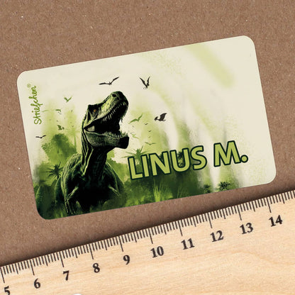 Namensaufkleber mit Dinosauriermotiv (T-Rex) 100 Stück