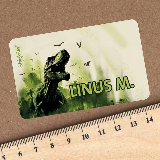 Namensaufkleber mit Dinosauriermotiv (T-Rex) 100 Stück