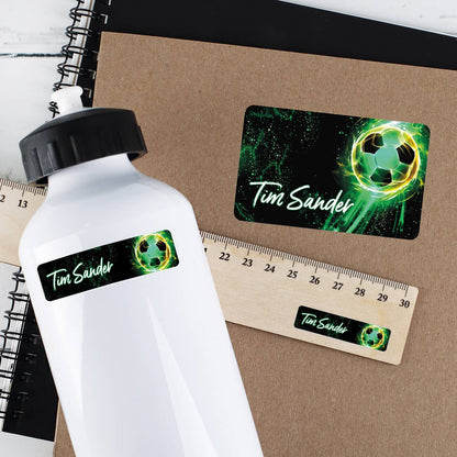 Fußball - Sticker für Schulmaterial, Aufkleber mit Name, wasserfest (100 Stück)