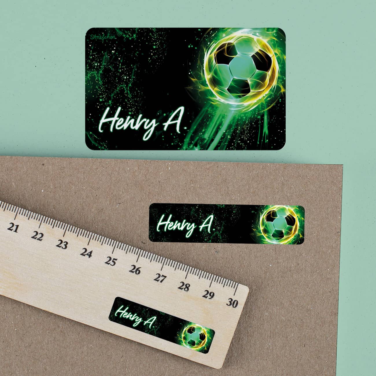 Fußball - Namensaufkleber für Schulmaterial, Aufkleber mit Name, wasserfest (100 Stüc