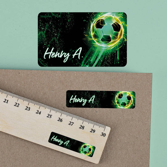 Fußball - Namensaufkleber für Schulmaterial, Aufkleber mit Name, wasserfest (100 Stüc