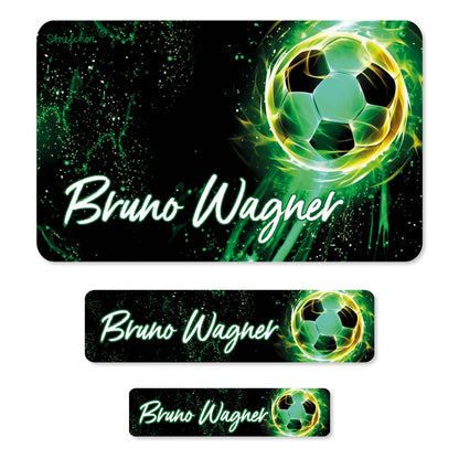 Fußball - Namensaufkleber wasserfest -Set für Schule und Spielsachen