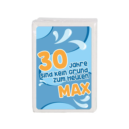 Taschentücher zum Geburtstag mit Ihrem Wunschalter und einem Namen Ihrer Wahl gestaltet