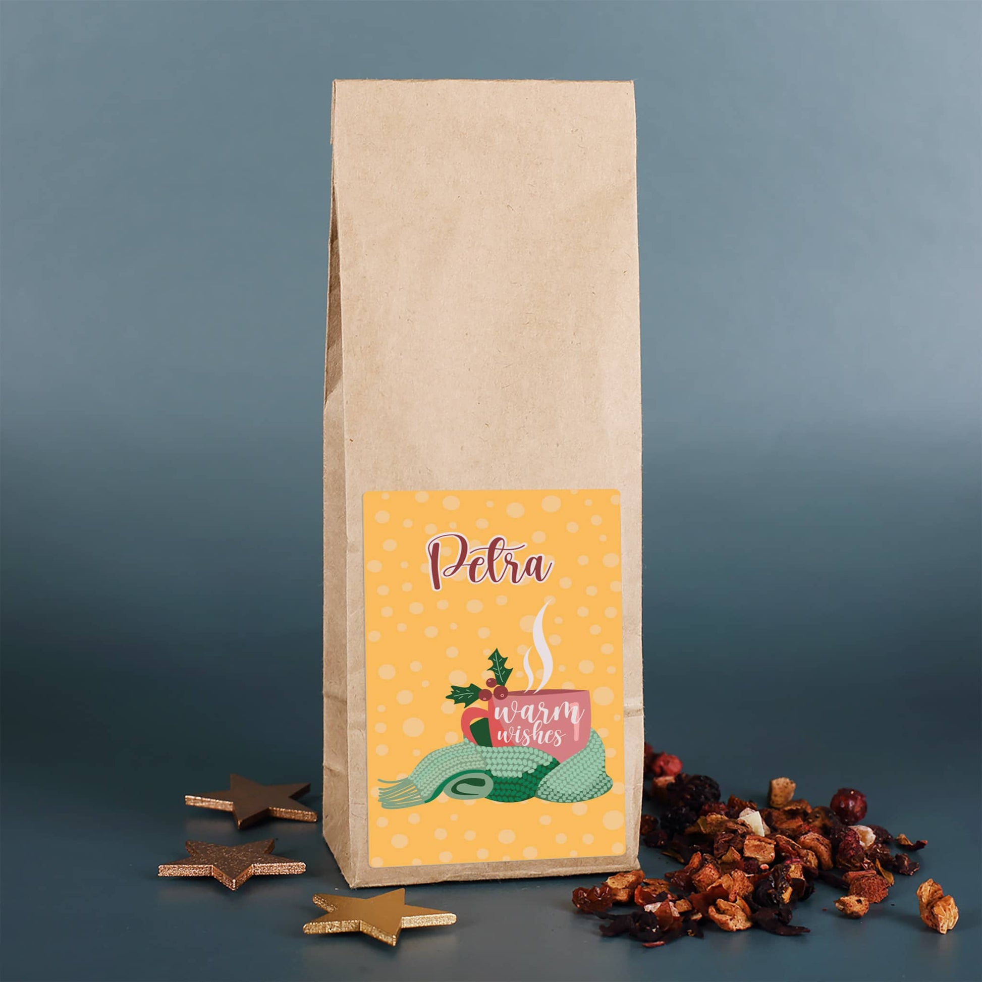 Weihnachtlicher Tee "warm wishes" personalisiert mit Name