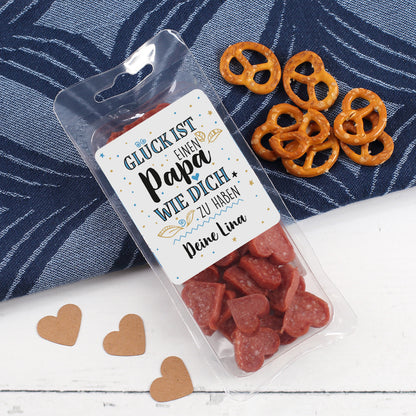Glück ist, einen Papa wie dich zu haben - Salamiherzen mit Wunschtext