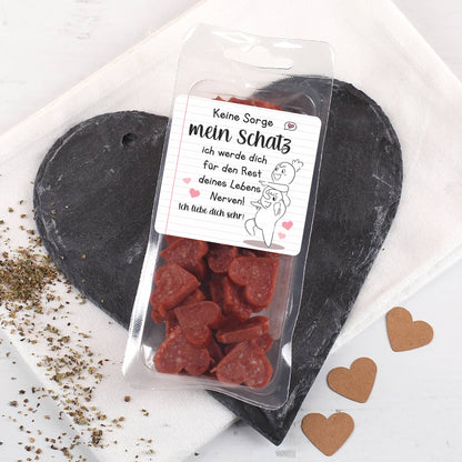 Ich werde dich immer nerven! - Salamiherzen mit Ihrem Wunschtext