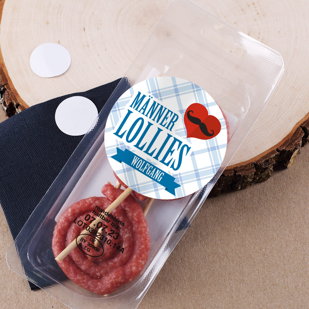 Männerpralinen kleiner Salami Snack zum Genießen personalisiert