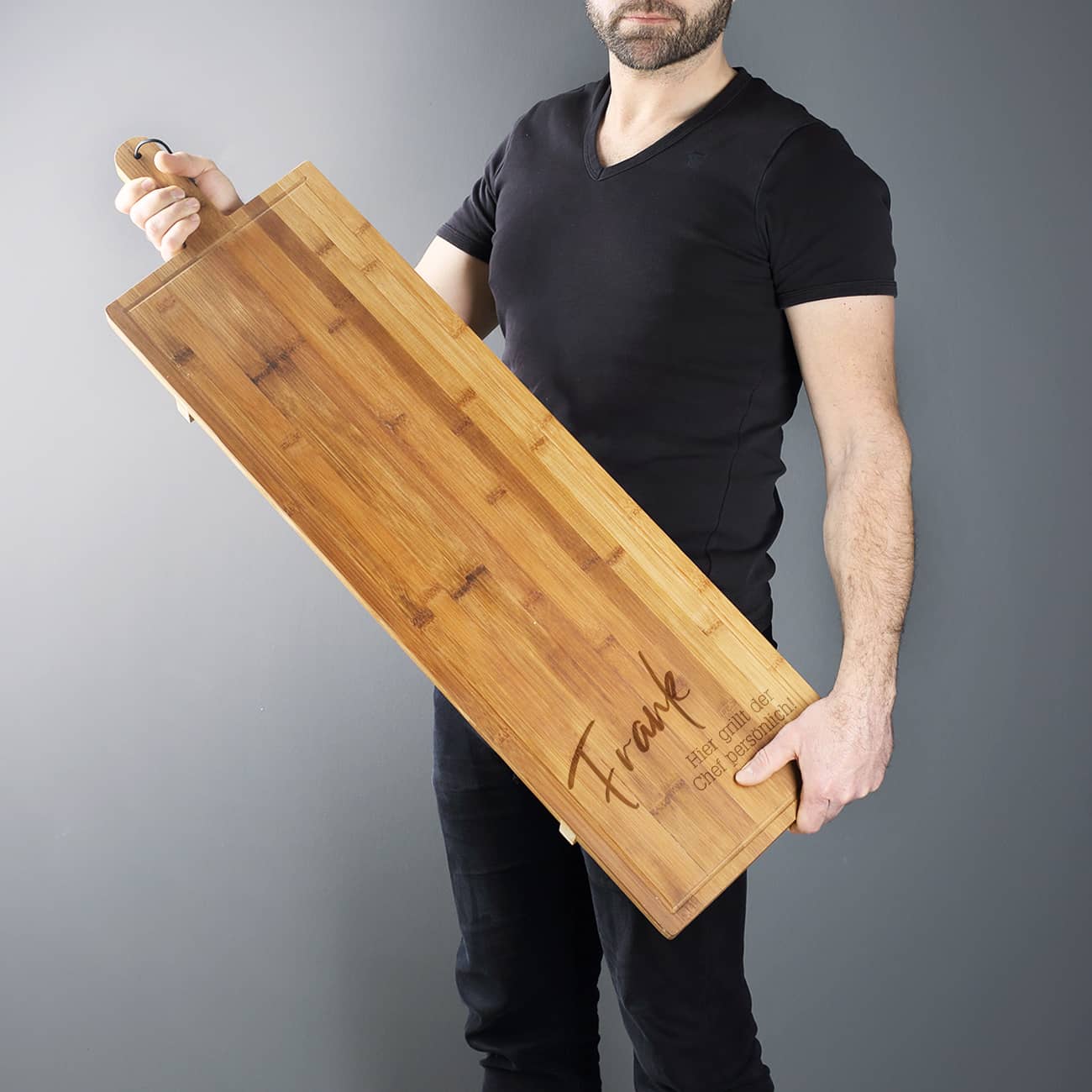 1 Meter Servier-Brett aus Bambus mit personalisierter Gravur