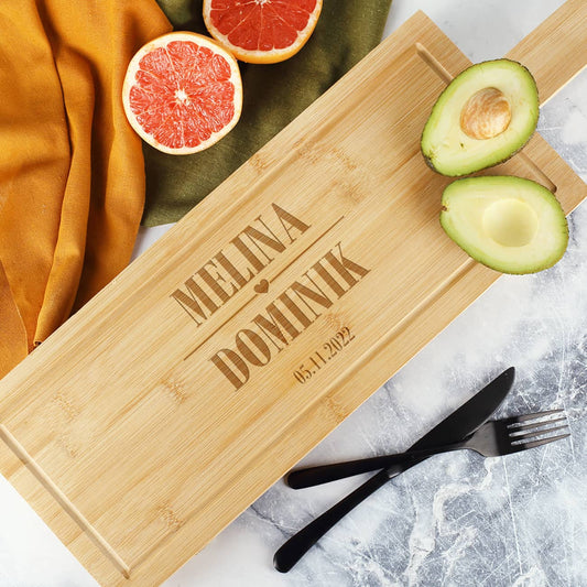 Großes Servierbrett aus Bambus mit persönlicher Gravur