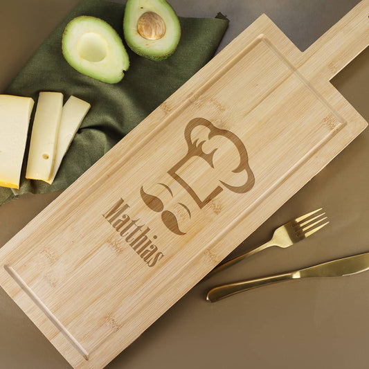 Großes Servierbrett aus Bambus mit persönlicher Gravur