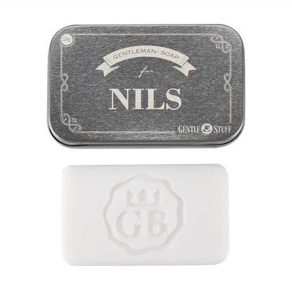 80g Gentleman Seife in gravierter Metall-Geschenkdose mit Name