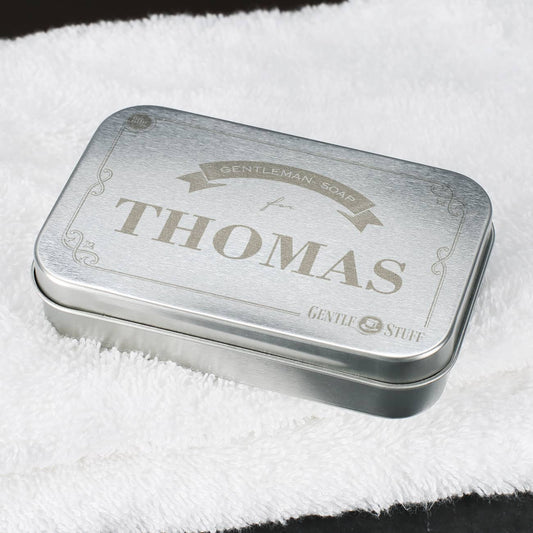 Männergeschenk - Seife in Metall-Geschenkdose mit Name graviert