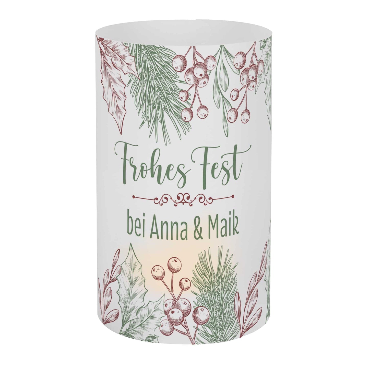 Große Lichthülle mit weihnachtlichem Motiv & Personalisierung