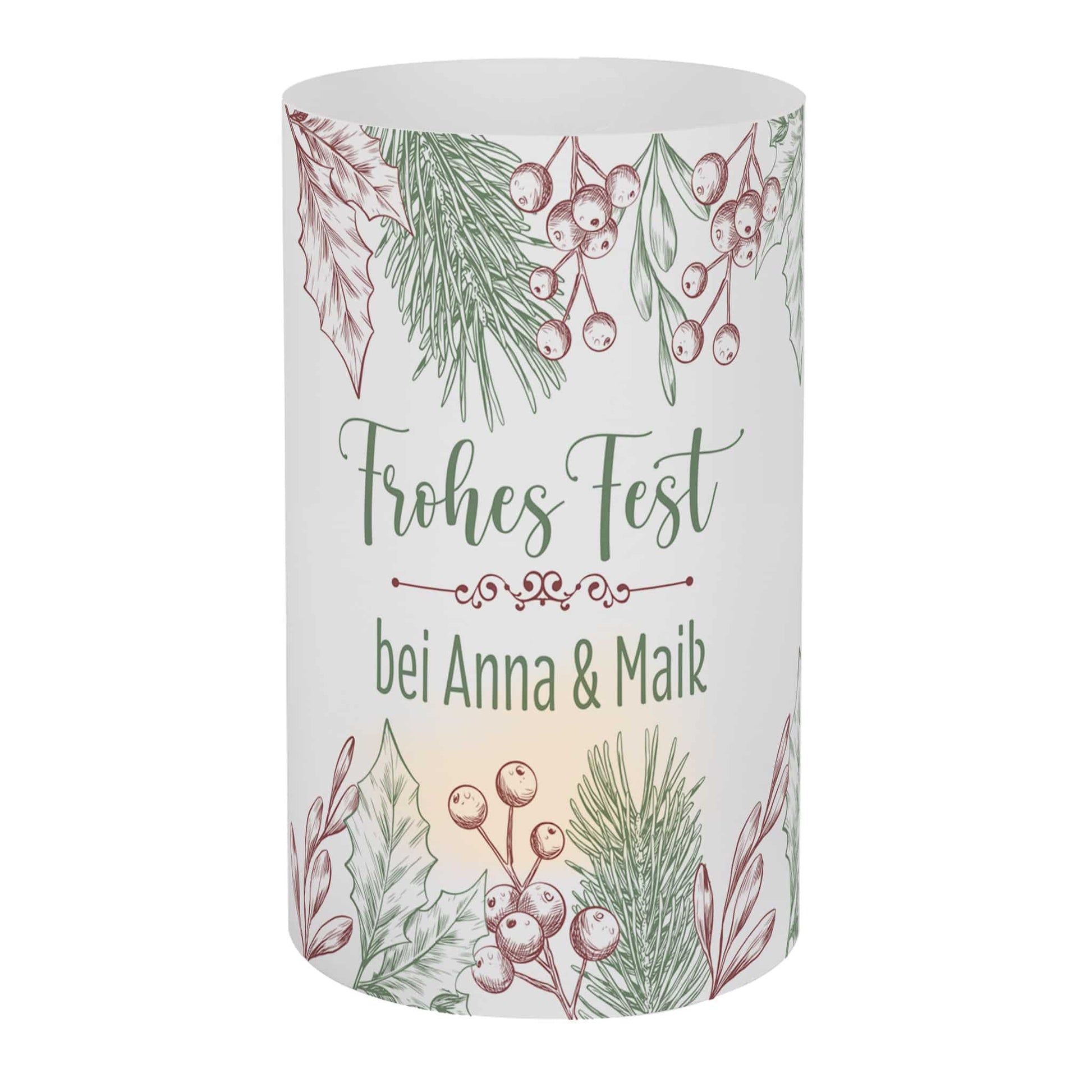 Große Lichthülle mit weihnachtlichem Motiv & Personalisierung