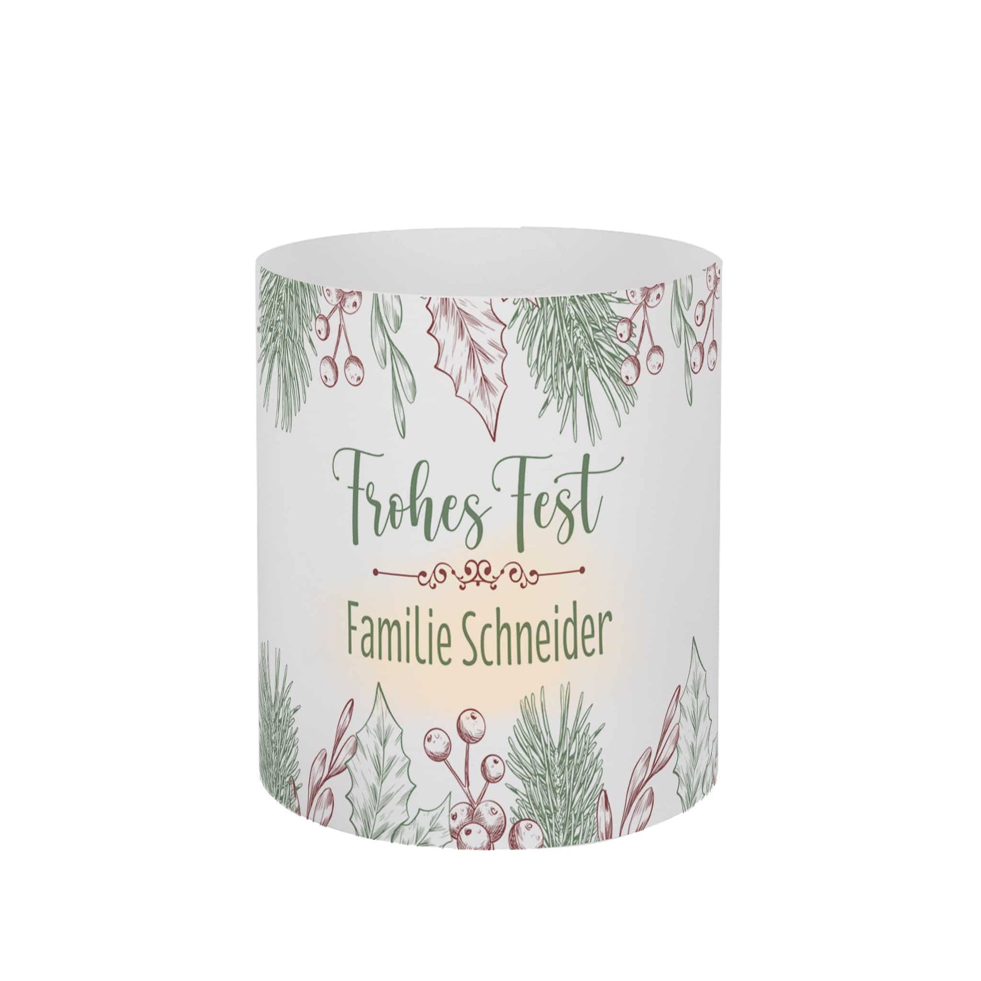 Kleine Lichthülle als Weihnachtsdekoration mit Personalisierung