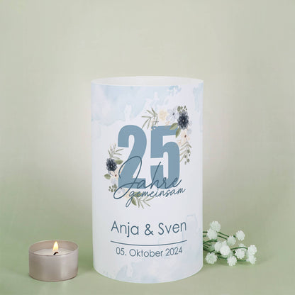 Lichthülle - 25 Jahre gemeinsam - als Tischdeko zur Silbernen Hochzeit