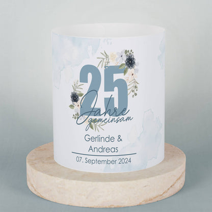 Lichthülle - 25 Jahre gemeinsam - als Tischdeko zur Silbernen Hochzeit