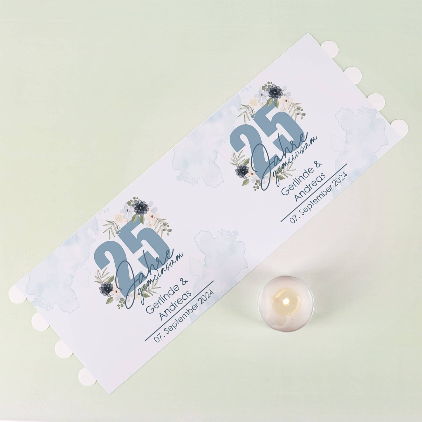 Lichthülle - 25 Jahre gemeinsam - als Tischdeko zur Silbernen Hochzeit