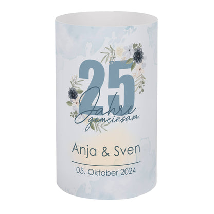 Lichthülle - 25 Jahre gemeinsam - als Tischdeko zur Silbernen Hochzeit