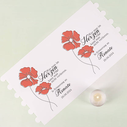 Lichthülle - Was man im Herzen trägt - als Tischdeko zur Trauerfeier