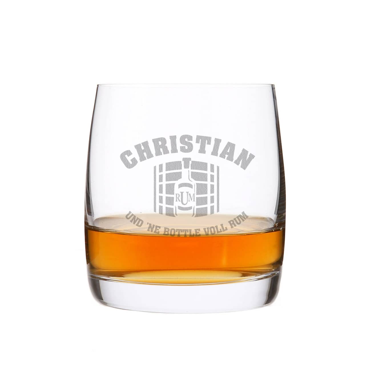 Personalisiertes Whiskyglas mit Namen und Rum-Motiv