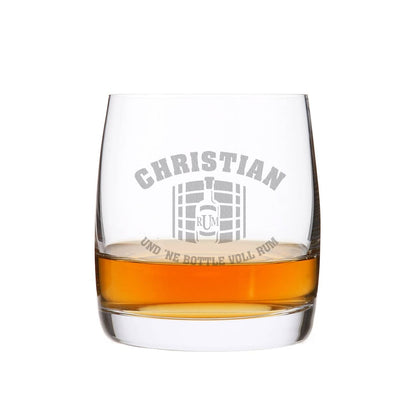 Personalisiertes Whiskyglas mit Namen und Rum-Motiv