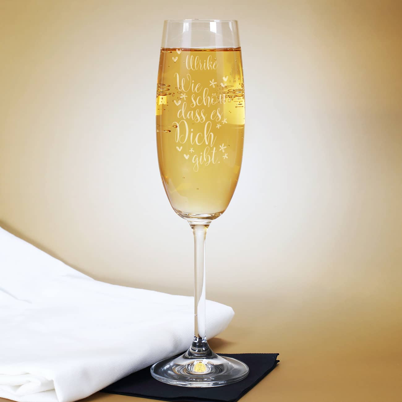 Sektglas der Marke Bohemia mit individueller Gravur