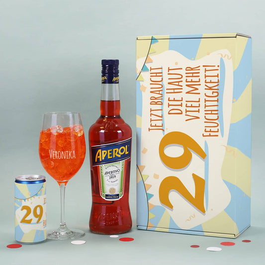 personalisiertes Geschenkset zum Geburtstag mit Aperol