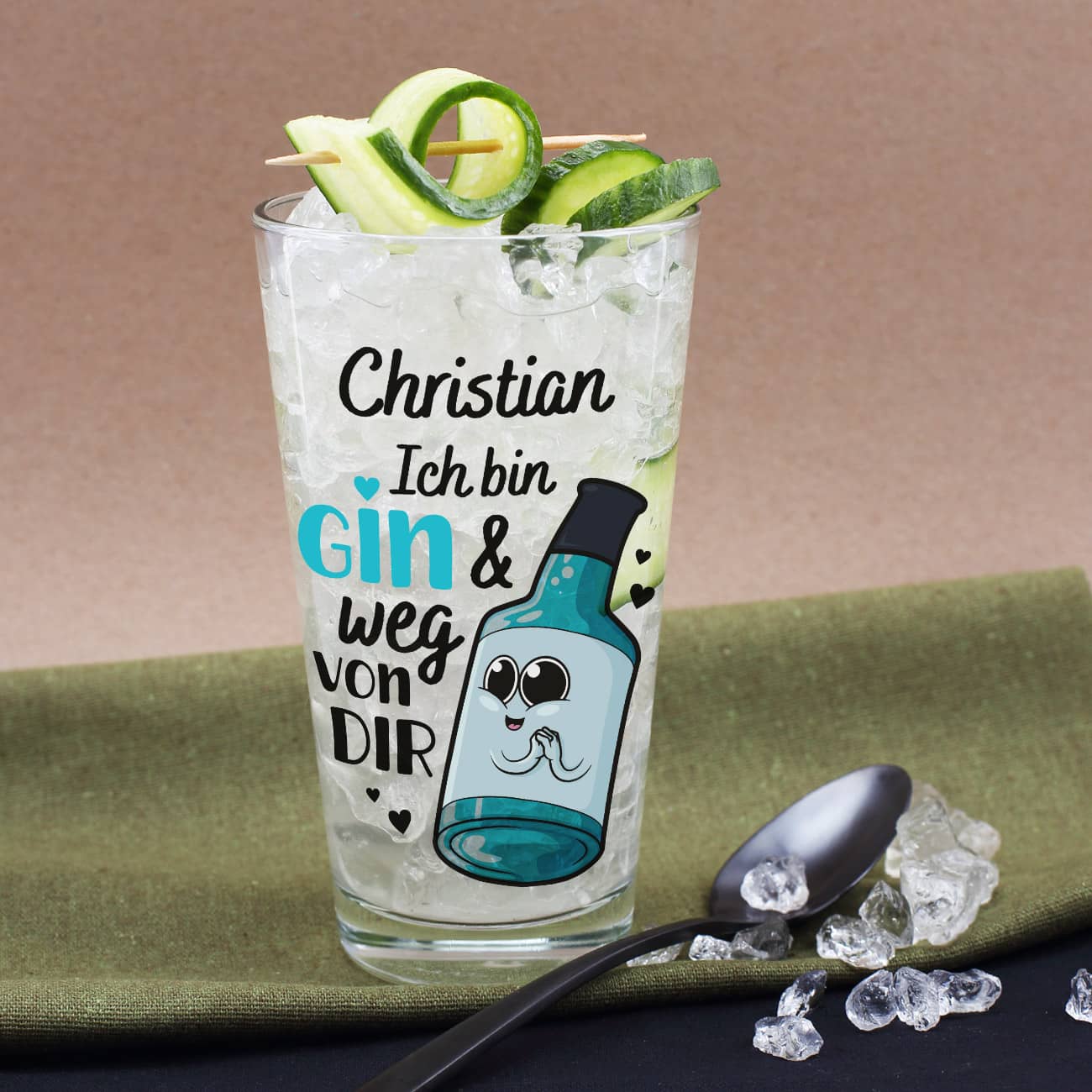 Gin-Glas mit personalisiertem Namensaufdruck